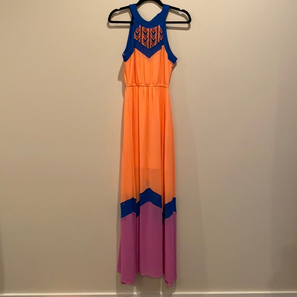 Bright color block maxi